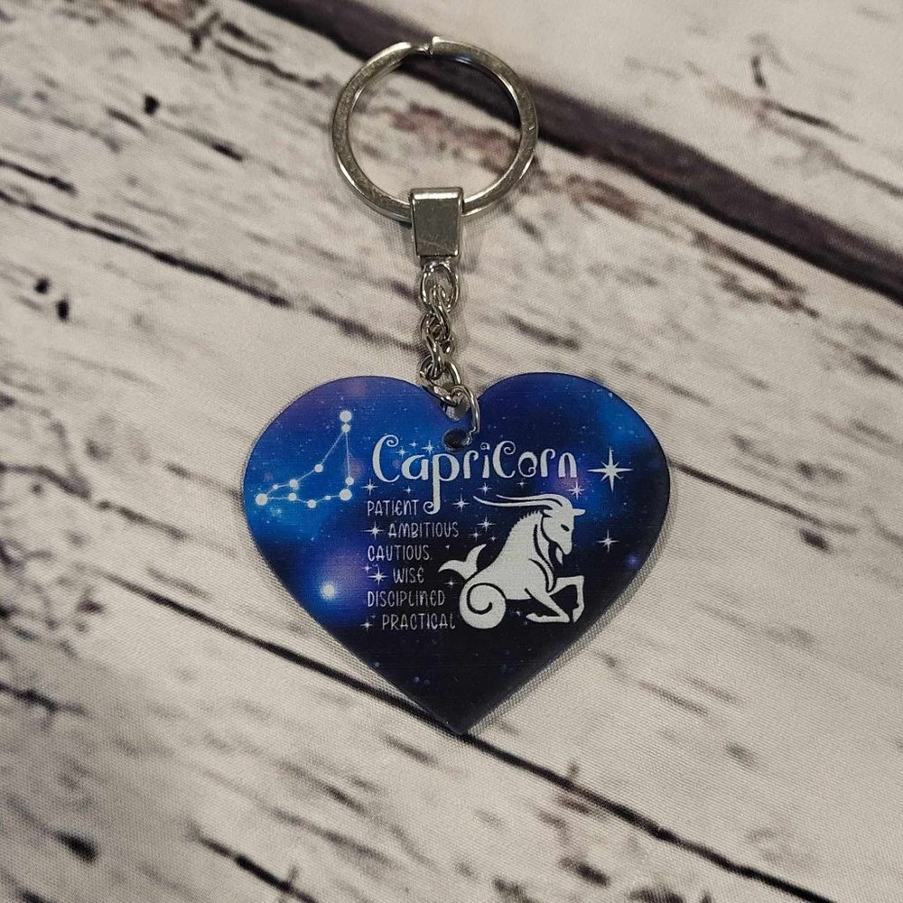 New Zodiac Universe Blue Heart Capricorn Keychain - Picture 4 of 6
